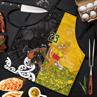 Aotearoa New Zealand And Australia Basketball Custom Apron Maori Tribal Tattoo And Aboriginal Dot Art Heritage