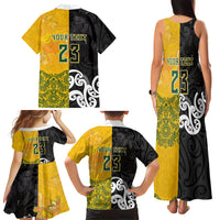 Aotearoa New Zealand And Australia Basketball Custom Family Matching Tank Maxi Dress and Hawaiian Shirt Maori Tribal Tattoo And Aboriginal Dot Art Heritage