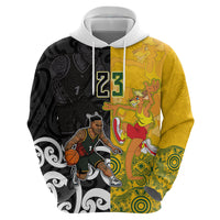 Aotearoa New Zealand And Australia Basketball Custom Hoodie Maori Tribal Tattoo And Aboriginal Dot Art Heritage