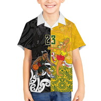 Aotearoa New Zealand And Australia Basketball Custom Kid Hawaiian Shirt Maori Tribal Tattoo And Aboriginal Dot Art Heritage LT03 Kid Multicolor - Polynesian Pride