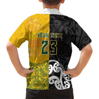 Aotearoa New Zealand And Australia Basketball Custom Kid Hawaiian Shirt Maori Tribal Tattoo And Aboriginal Dot Art Heritage LT03 - Polynesian Pride