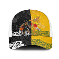 Aotearoa New Zealand And Australia Basketball Mesh Trucker Cap Maori Tribal Tattoo And Aboriginal Dot Art Heritage