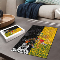 Aotearoa New Zealand And Australia Basketball Custom Puzzle Maori Tribal Tattoo And Aboriginal Dot Art Heritage