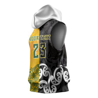 Aotearoa New Zealand And Australia Basketball Custom Sleeveless Hoodie Maori Tribal Tattoo And Aboriginal Dot Art Heritage