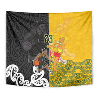 Aotearoa New Zealand And Australia Basketball Custom Tapestry Maori Tribal Tattoo And Aboriginal Dot Art Heritage