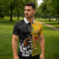 Aotearoa New Zealand And Australia Basketball Custom Zipper Polo Shirt Maori Tribal Tattoo And Aboriginal Dot Art Heritage