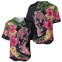 Hawaiian Tropical Plants Turtle and Shark Baseball Jersey Polynesian Art Tattoo