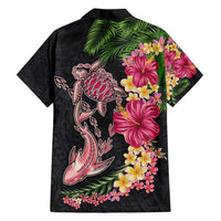 Hawaiian Tropical Plants Turtle and Shark Family Matching Summer Maxi Dress and Hawaiian Shirt Polynesian Art Tattoo