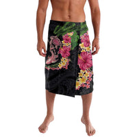 Hawaiian Tropical Plants Turtle and Shark Lavalava Polynesian Art Tattoo LT03 Black - Polynesian Pride