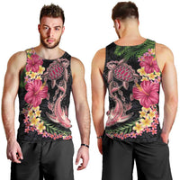 Hawaiian Tropical Plants Turtle and Shark Men Tank Top Polynesian Art Tattoo