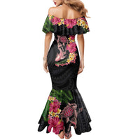 Hawaiian Tropical Plants Turtle and Shark Mermaid Dress Polynesian Art Tattoo LT03 - Polynesian Pride
