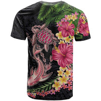 Hawaiian Tropical Plants Turtle and Shark T Shirt Polynesian Art Tattoo