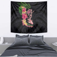 Hawaiian Tropical Plants Turtle and Shark Tapestry Polynesian Art Tattoo