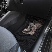 Hawaiian Tropical Plants Turtle and Shark Car Mats Polynesian Art Tattoo Grayscale Color