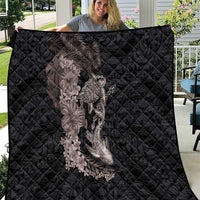 Hawaiian Tropical Plants Turtle and Shark Quilt Polynesian Art Tattoo Grayscale Color