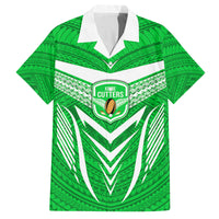 Kimbe Cutters Rugby Family Matching Summer Maxi Dress and Hawaiian Shirt Papua New Guinea Polynesian Tattoo Green Version LT03 Dad's Shirt - Short Sleeve Green - Polynesian Pride