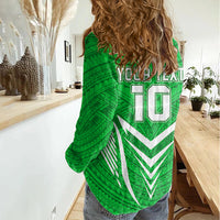 Custom Kimbe Cutters Rugby Women Casual Shirt Papua New Guinea Polynesian Tattoo Green Version LT03 - Polynesian Pride
