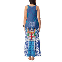 Fiji Day Tank Maxi Dress Fijian Masi Tribal Hibiscus Tattoo and Tapa Pattern