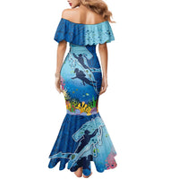 Polynesian Scuba Diving Family Matching Mermaid Dress and Hawaiian Shirt Beauty Corals with Underwater and Polynesian Pattern