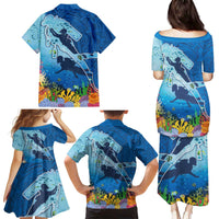 Polynesian Scuba Diving Family Matching Puletasi and Hawaiian Shirt Beauty Corals with Underwater and Polynesian Pattern