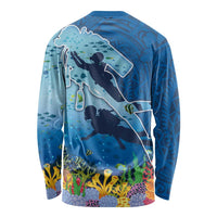 Polynesian Scuba Diving Long Sleeve Shirt Beauty Corals with Underwater and Polynesian Pattern