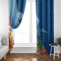 Polynesian Scuba Diving Window Curtain Beauty Corals with Underwater and Polynesian Pattern