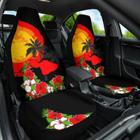 Hawaii Maui Island Car Seat Cover Maui Map With Tropical Forest Sunset Vibe LT03 One Size Black - Polynesian Pride