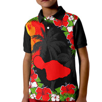Hawaii Maui Island Kid Polo Shirt Maui Map With Tropical Forest Sunset Vibe LT03 Kid Black - Polynesian Pride