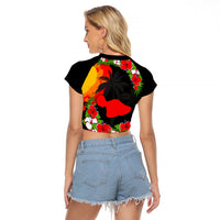 Hawaii Maui Island Raglan Cropped T Shirt Maui Map With Tropical Forest Sunset Vibe LT03 - Polynesian Pride
