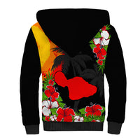 Hawaii Maui Island Sherpa Hoodie Maui Map With Tropical Forest Sunset Vibe LT03 - Polynesian Pride
