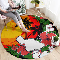 Hawaii Maui Island Round Carpet Maui Map With Tropical Forest Vintage Style LT03 - Polynesian Pride