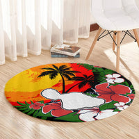 Hawaii Maui Island Round Carpet Maui Map With Tropical Forest Vintage Style LT03 - Polynesian Pride