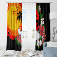 Hawaii Maui Island Window Curtain Maui Map With Tropical Forest Vintage Style LT03 - Polynesian Pride
