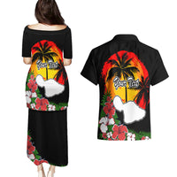Custom Hawaii Maui Island Couples Matching Puletasi Dress and Hawaiian Shirt Maui Map With Tropical Forest Vintage Style LT03 - Polynesian Pride