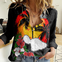 Custom Hawaii Maui Island Women Casual Shirt Maui Map With Tropical Forest Vintage Style LT03 Female Black - Polynesian Pride