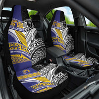 Rugby Niue and Aotearoa Car Seat Cover Hiapo with Maori Moko Tribal Heritage Tattoos - Polynesian Pride