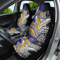 Rugby Niue and Aotearoa Car Seat Cover Hiapo with Maori Moko Tribal Heritage Tattoos - Polynesian Pride