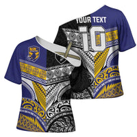 Custom Rugby Niue and Aotearoa Cross Shoulder Shirt Hiapo with Maori Moko Tribal Heritage Tattoos - Polynesian Pride