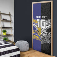 Custom Rugby Niue and Aotearoa Door Cover Hiapo with Maori Moko Tribal Heritage Tattoos - Polynesian Pride