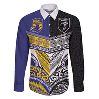 Custom Rugby Niue and Aotearoa Family Matching Long Sleeve Bodycon Dress and Hawaiian Shirt Hiapo with Maori Moko Tribal Heritage Tattoos - Polynesian Pride