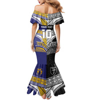 Custom Rugby Niue and Aotearoa Family Matching Mermaid Dress and Hawaiian Shirt Hiapo with Maori Moko Tribal Heritage Tattoos - Polynesian Pride