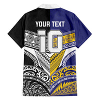 Custom Rugby Niue and Aotearoa Family Matching Off Shoulder Short Dress and Hawaiian Shirt Hiapo with Maori Moko Tribal Heritage Tattoos - Polynesian Pride