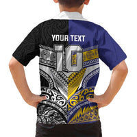 Custom Rugby Niue and Aotearoa Family Matching Tank Maxi Dress and Hawaiian Shirt Hiapo with Maori Moko Tribal Heritage Tattoos - Polynesian Pride