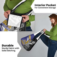 Rugby Niue and Aotearoa Grocery Bag Hiapo with Maori Moko Tribal Heritage Tattoos - Polynesian Pride