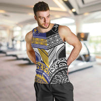 Custom Rugby Niue and Aotearoa Men Tank Top Hiapo with Maori Moko Tribal Heritage Tattoos - Polynesian Pride