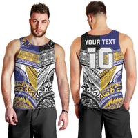 Custom Rugby Niue and Aotearoa Men Tank Top Hiapo with Maori Moko Tribal Heritage Tattoos - Polynesian Pride
