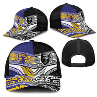 Niue and Aotearoa Rugby Mesh Trucker Cap Hiapo with Maori Moko Tribal Heritage Tattoos - Polynesian Pride