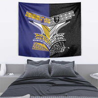 Rugby Niue and Aotearoa Tapestry Hiapo with Maori Moko Tribal Heritage Tattoos - Polynesian Pride