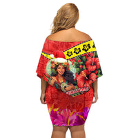 Hawaii Christmas Family Matching Off Shoulder Short Dress and Hawaiian Shirt Hula Girl Hibiscus With Hawaiian Style Tribal Fabric Patchwork LT03 - Polynesian Pride