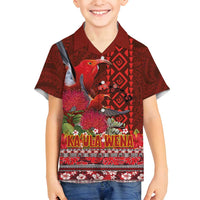 Hawaii KaʻUla Wena ʻIʻiwi Family Matching Puletasi and Hawaiian Shirt With Tropical Plants and 'Ohi'a lehua Kakau Art Tattoo